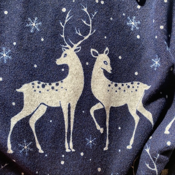 π KALEIDOSCOPE NAVY WHITE REINDEER 2-PIECE PAJAMA SCARF SET! - Picture 8 of 13
